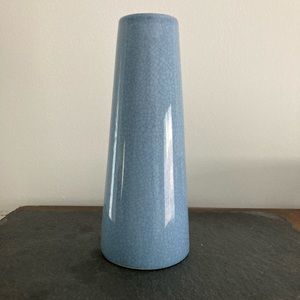 Vintage tapered blue crackle vase